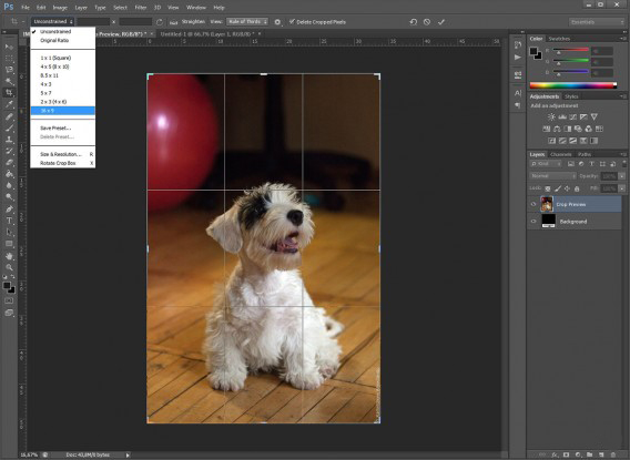 Инструмент Crop Tool в Adobe Photoshop CS6